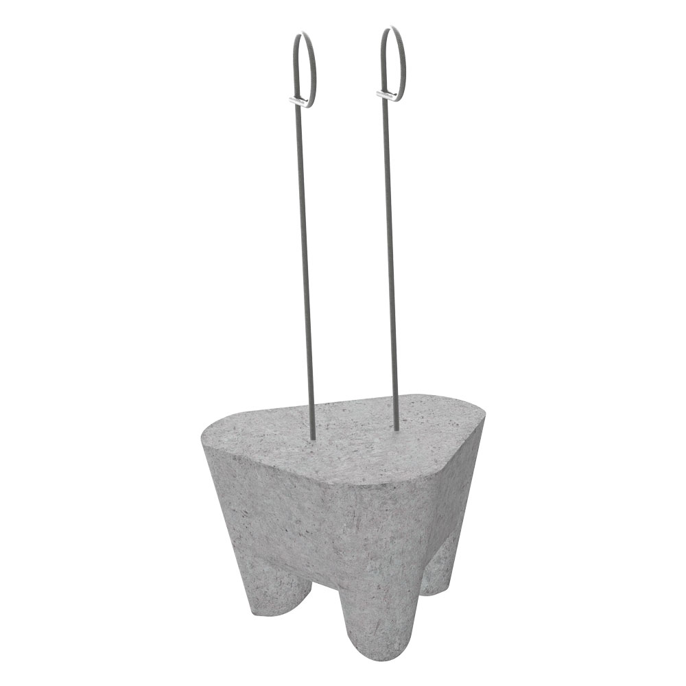 Poured concrete spacer – with eyelet suspension wires