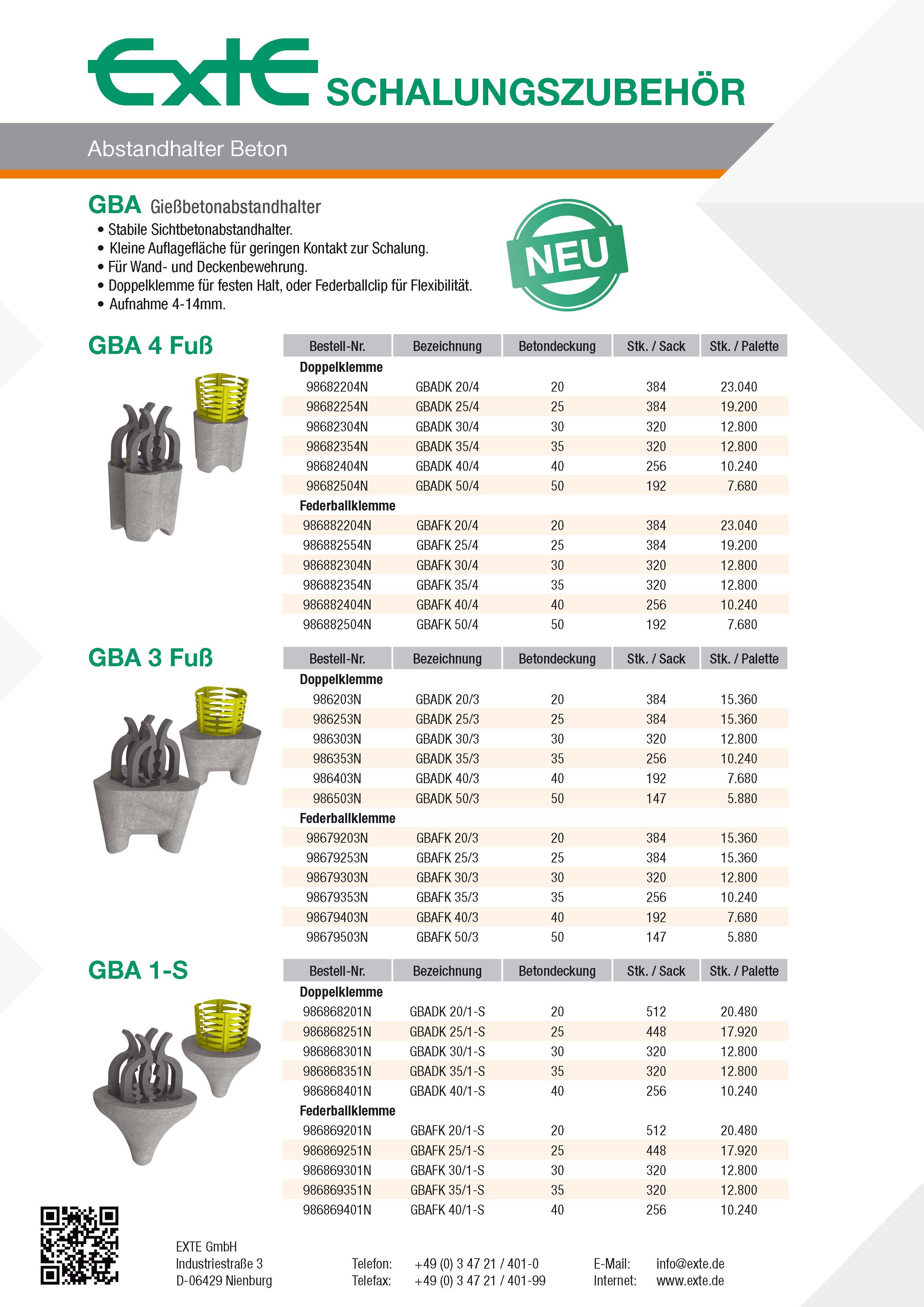 Produktblatt A4 - GBA - dt